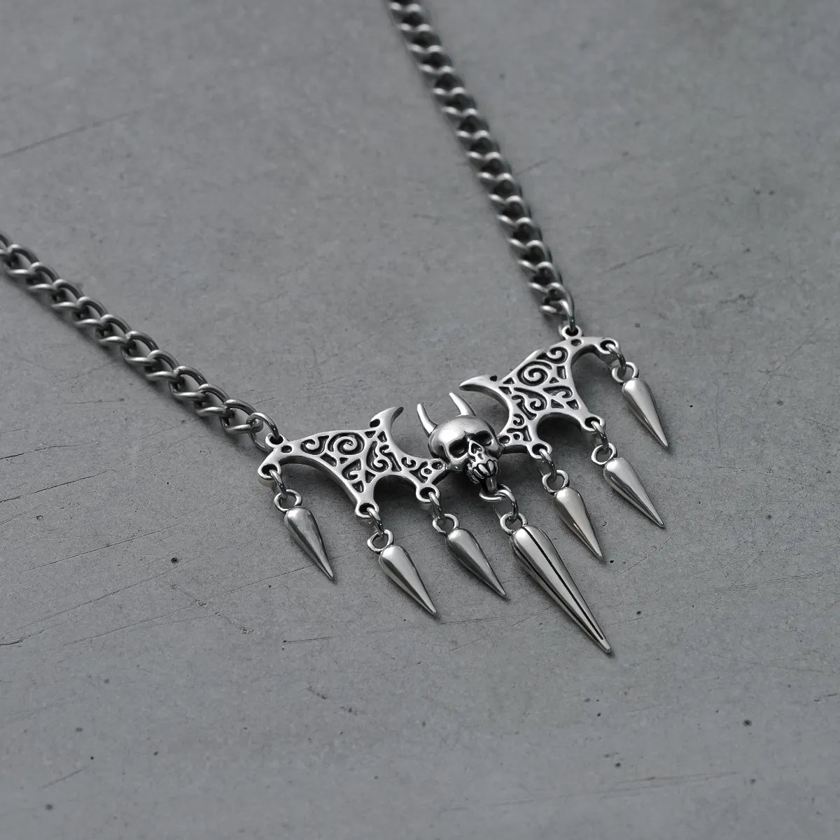 SPIKED DEMON SKULL NECKLACE