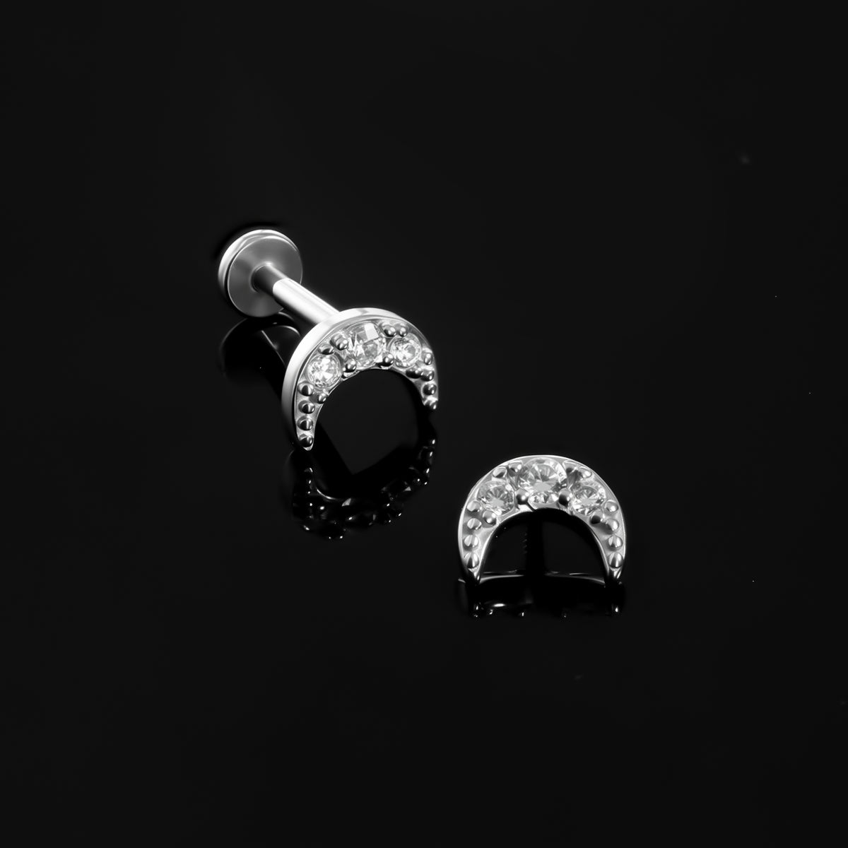 STARLIT MOON FLAT BACK STUD