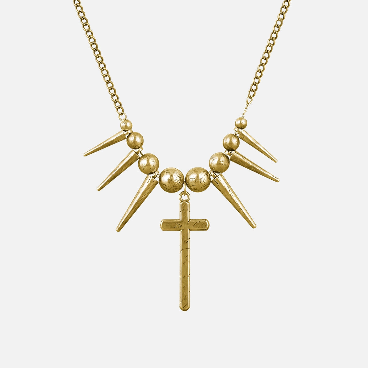 REBEL SPIKED CROSS NECKLACE