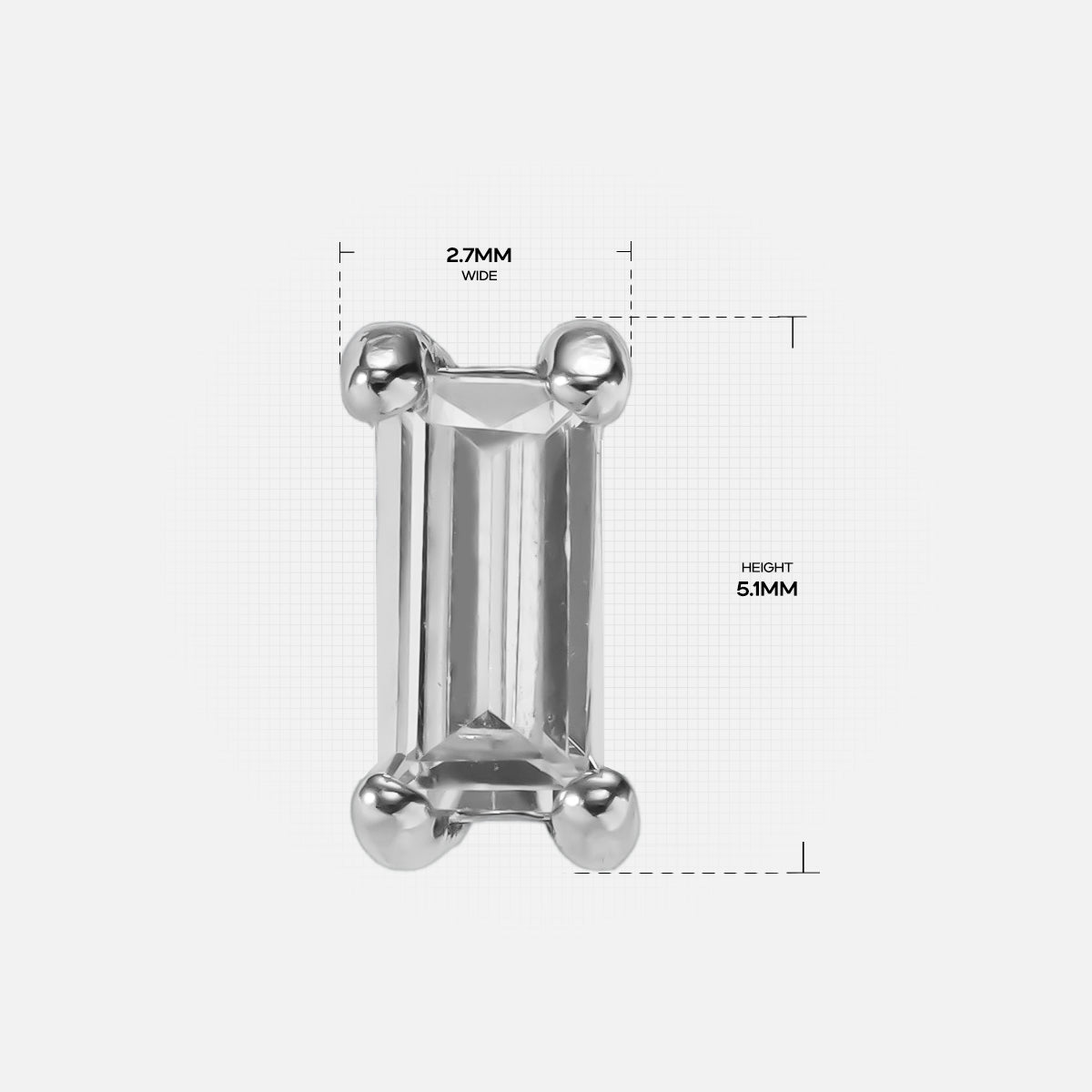 BRILLIANT RECTANGLE FLAT BACK STUD