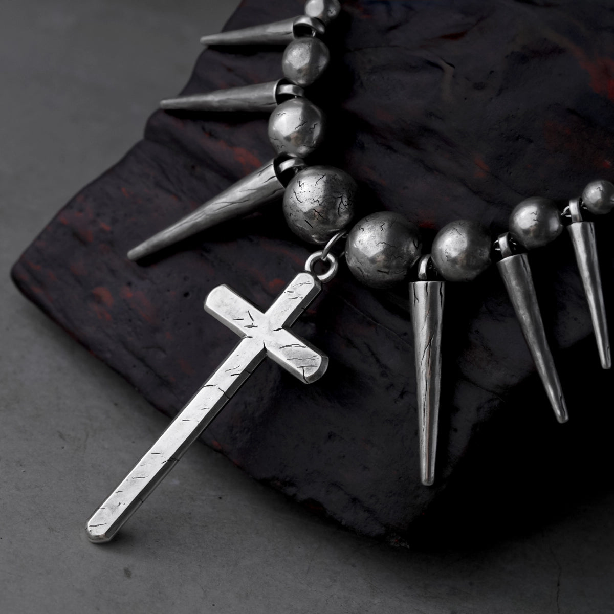 REBEL SPIKED CROSS NECKLACE