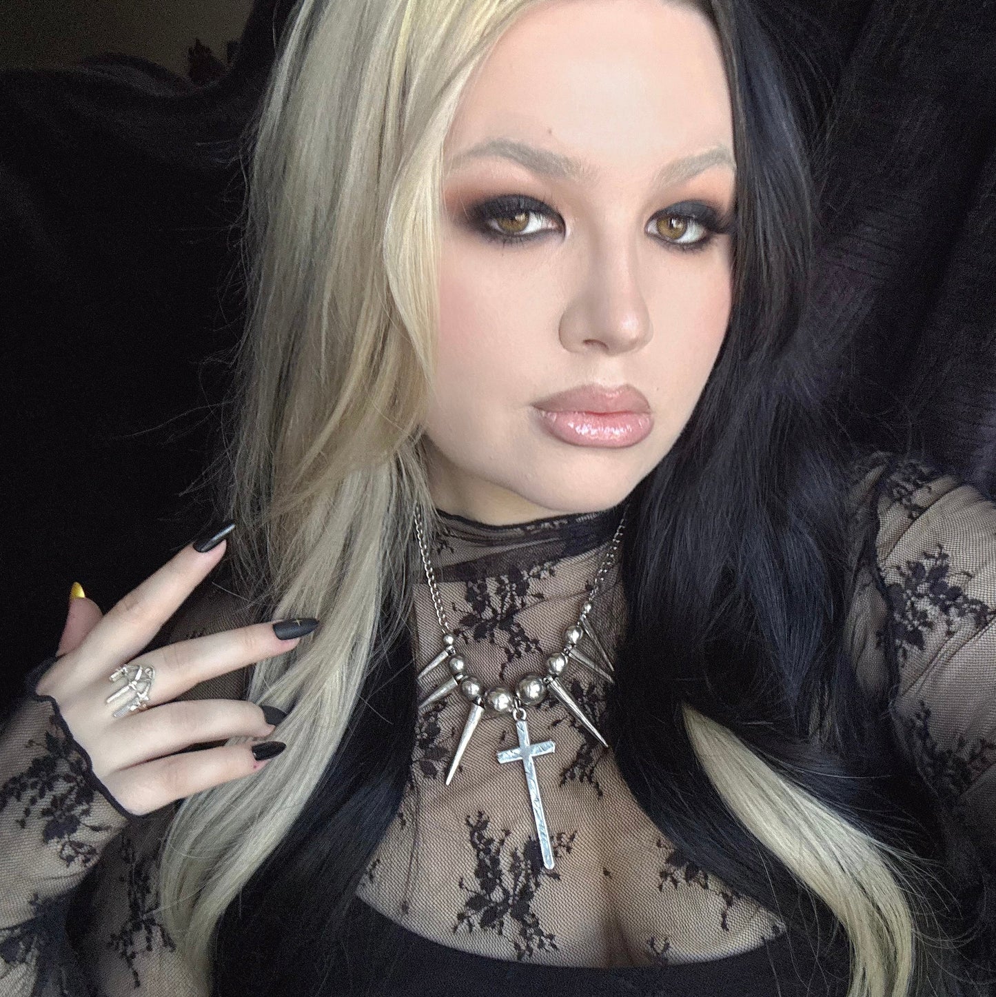 REBEL SPIKED CROSS NECKLACE