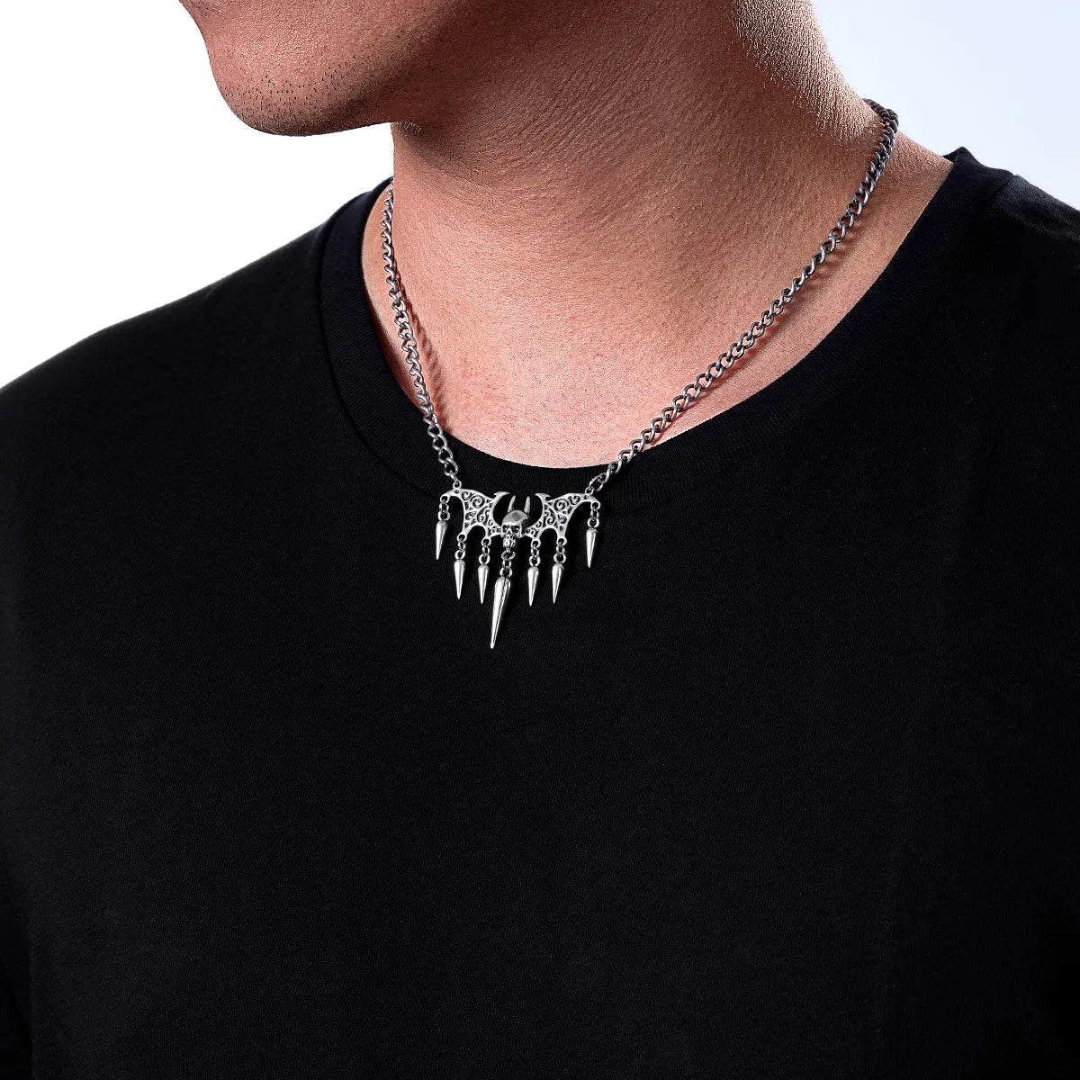 SPIKED DEMON SKULL NECKLACE