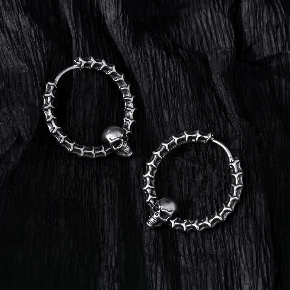 REQUIEM SKULL HOOPS EARRINGS