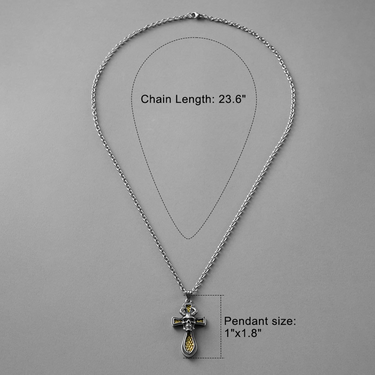 REBELLIOUS SKULL CROSS NECKLACE