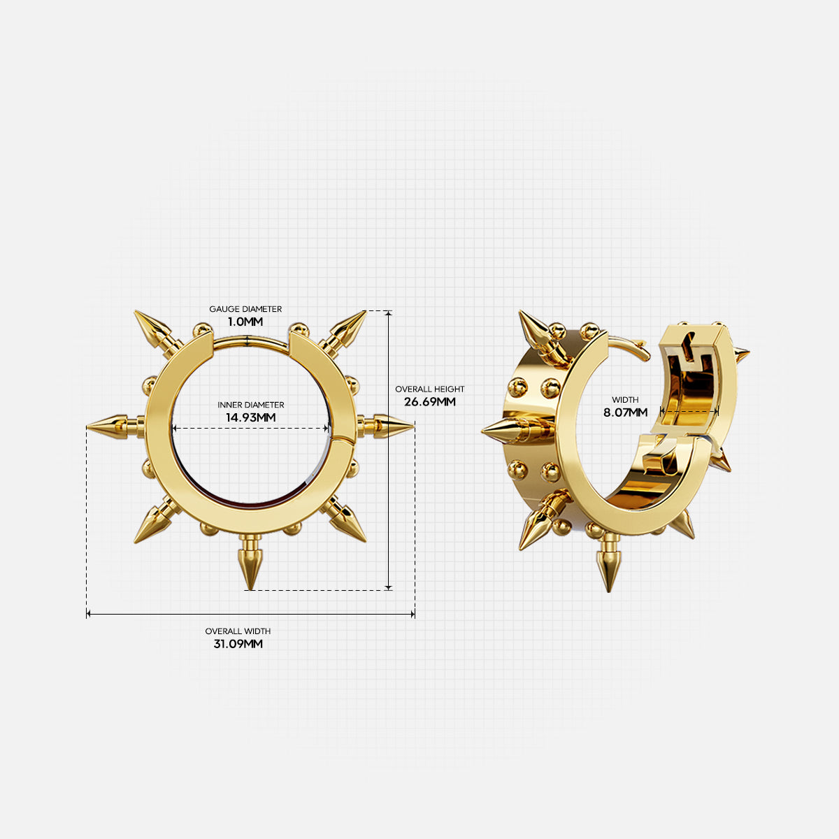 CROWN SPIRE HOOPS EARRINGS