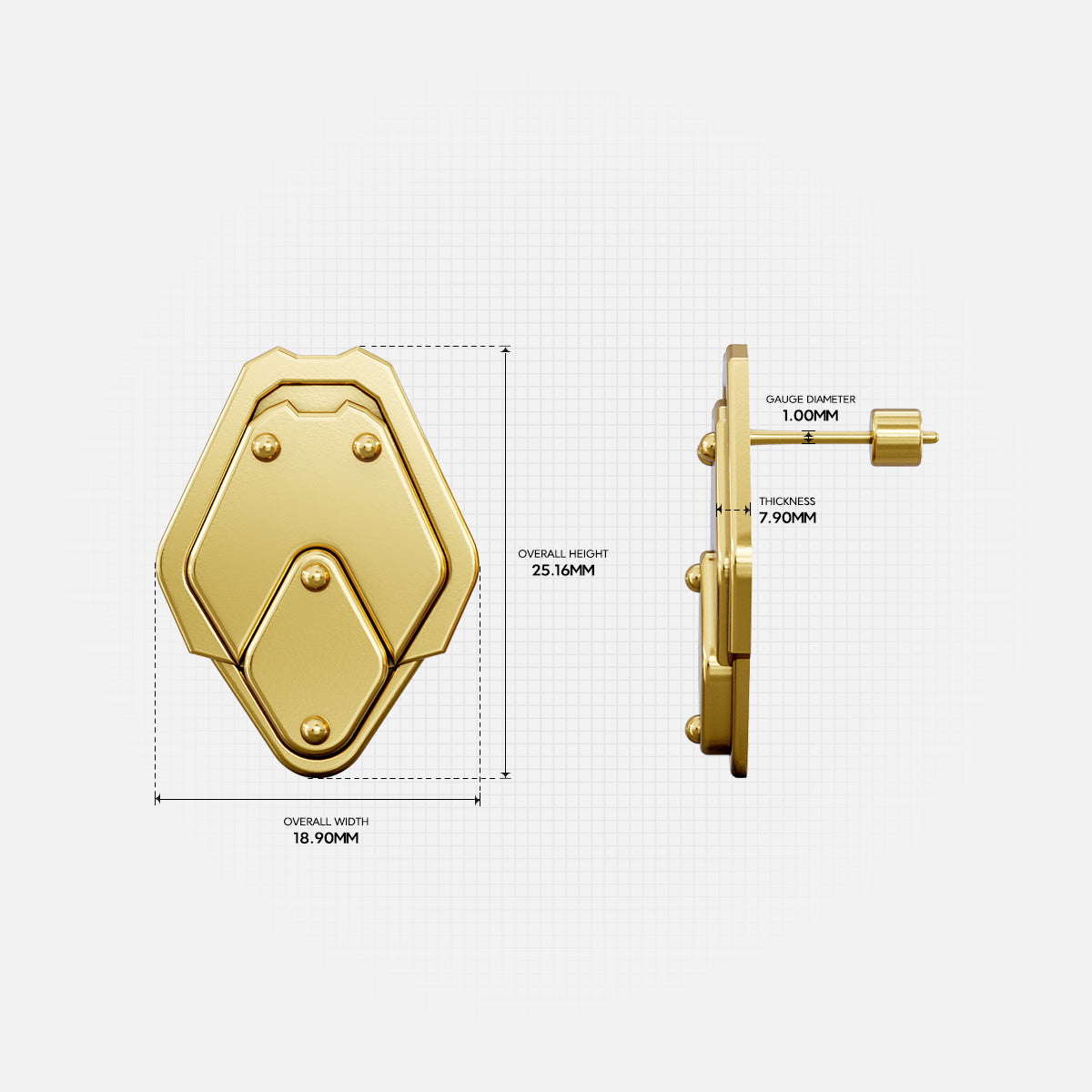 SHIELD PLATE STUD EARRINGS