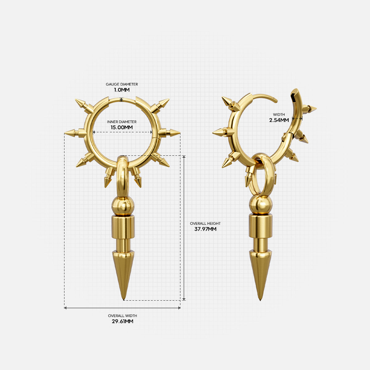CROWN THORN DROP HOOPS EARRINGS
