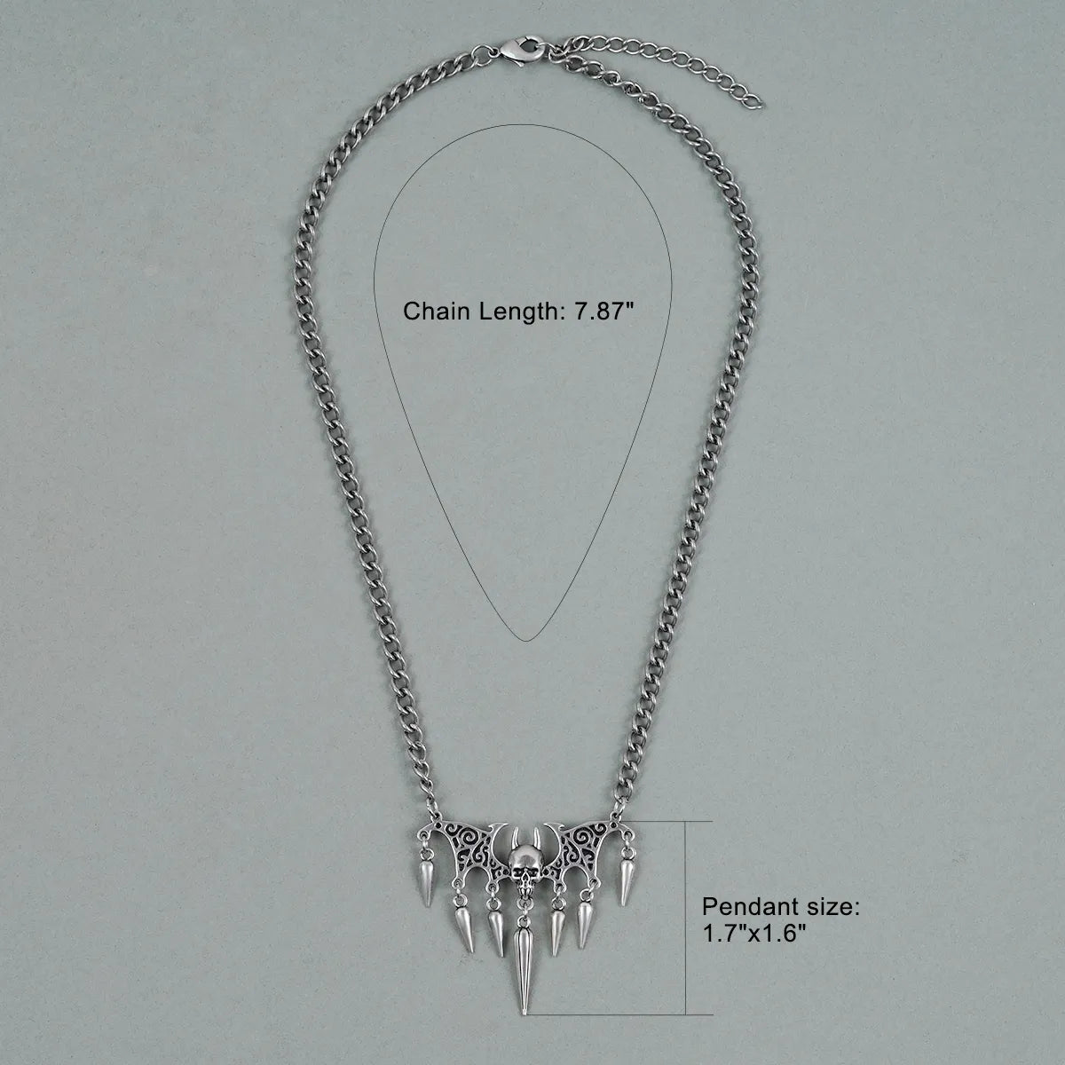 SPIKED DEMON SKULL NECKLACE