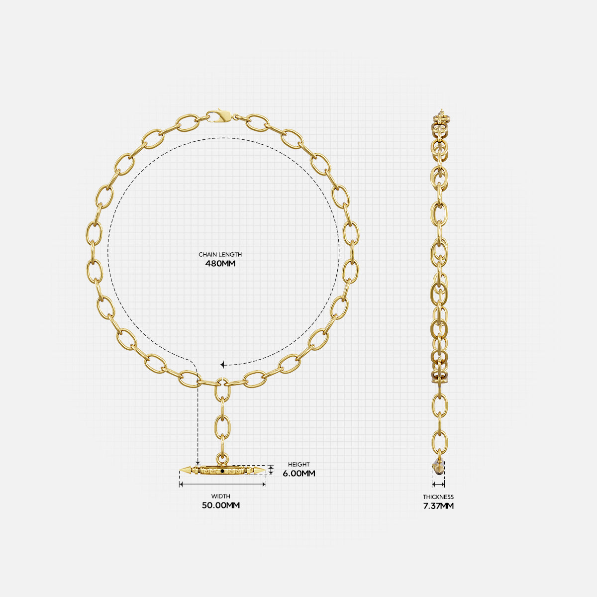 LAMINAR AXIS SPIKE CHAIN NECKLACE