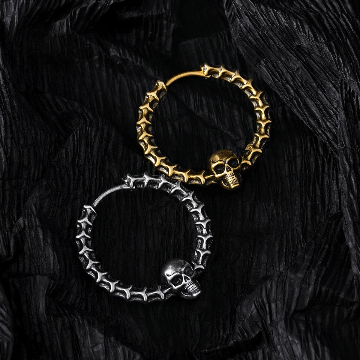 REQUIEM SKULL HOOPS EARRINGS