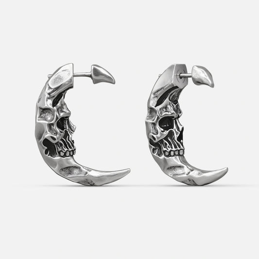 Halbmondförmige Totenkopf-Ohrringe