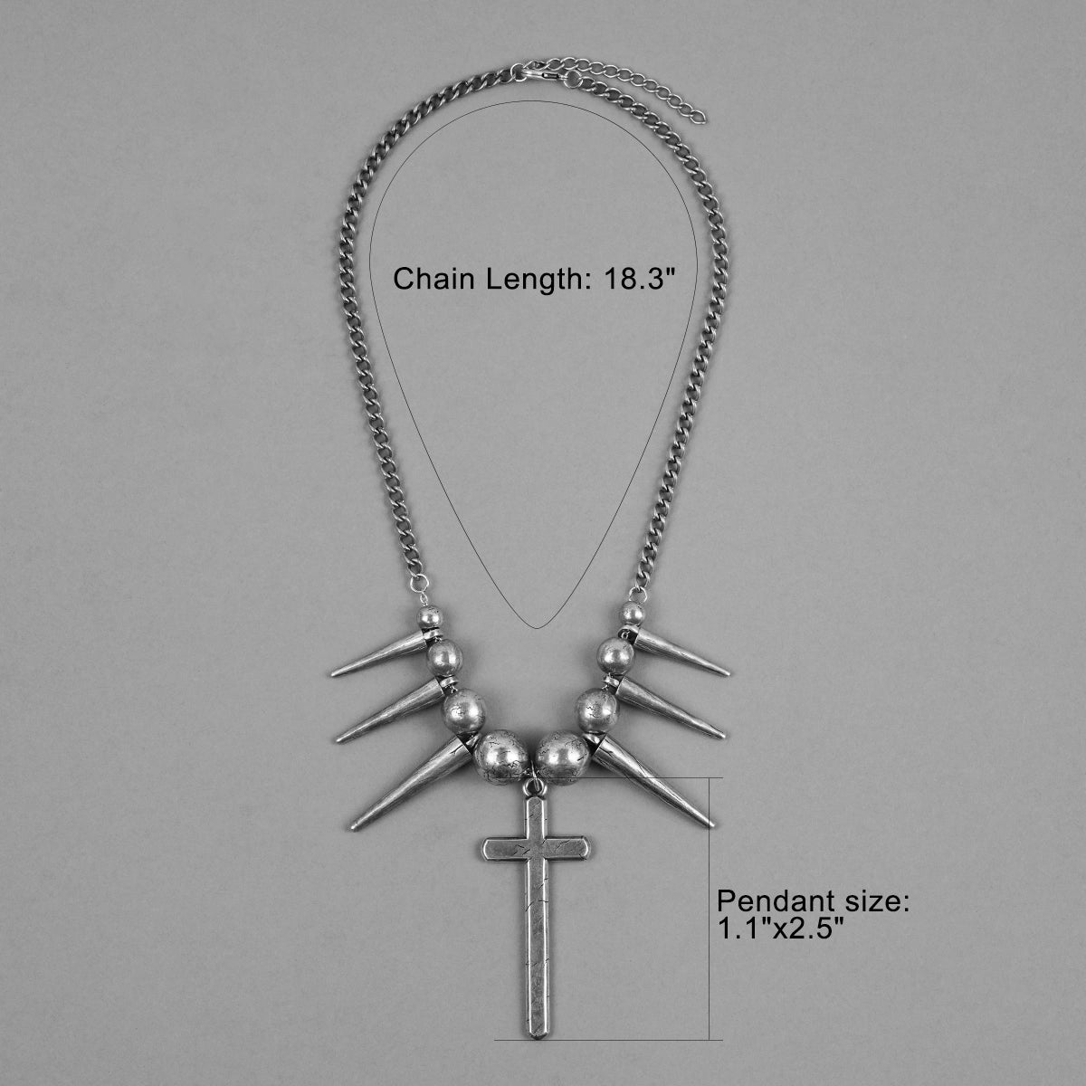 REBEL SPIKED CROSS NECKLACE