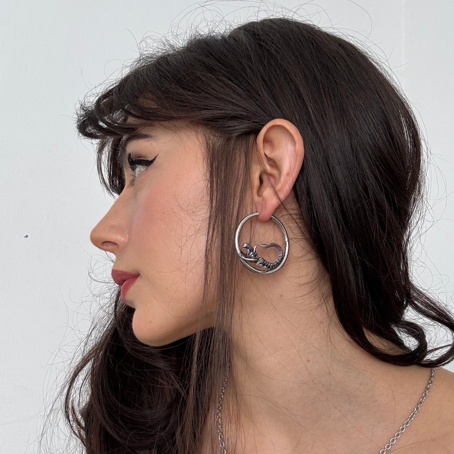 BIOMECHANICAL ALIEN HOOP EARRINGS