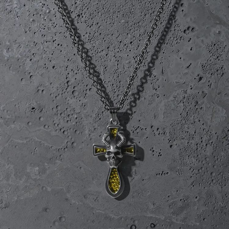REBELLIOUS SKULL CROSS NECKLACE