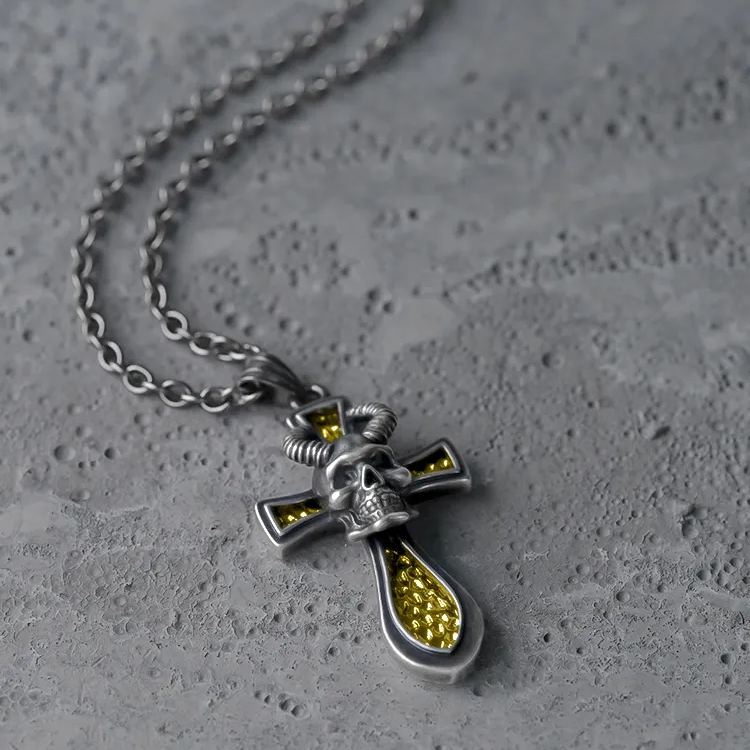 REBELLIOUS SKULL CROSS NECKLACE