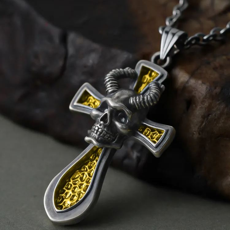 REBELLIOUS SKULL CROSS NECKLACE