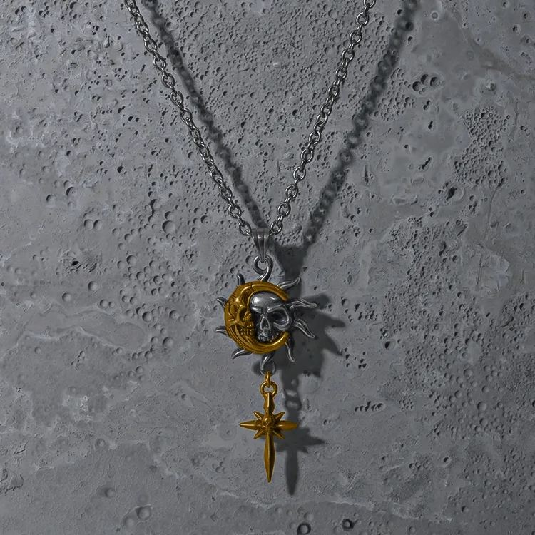 Totenkopf-Halskette „Ewiger Kreis“