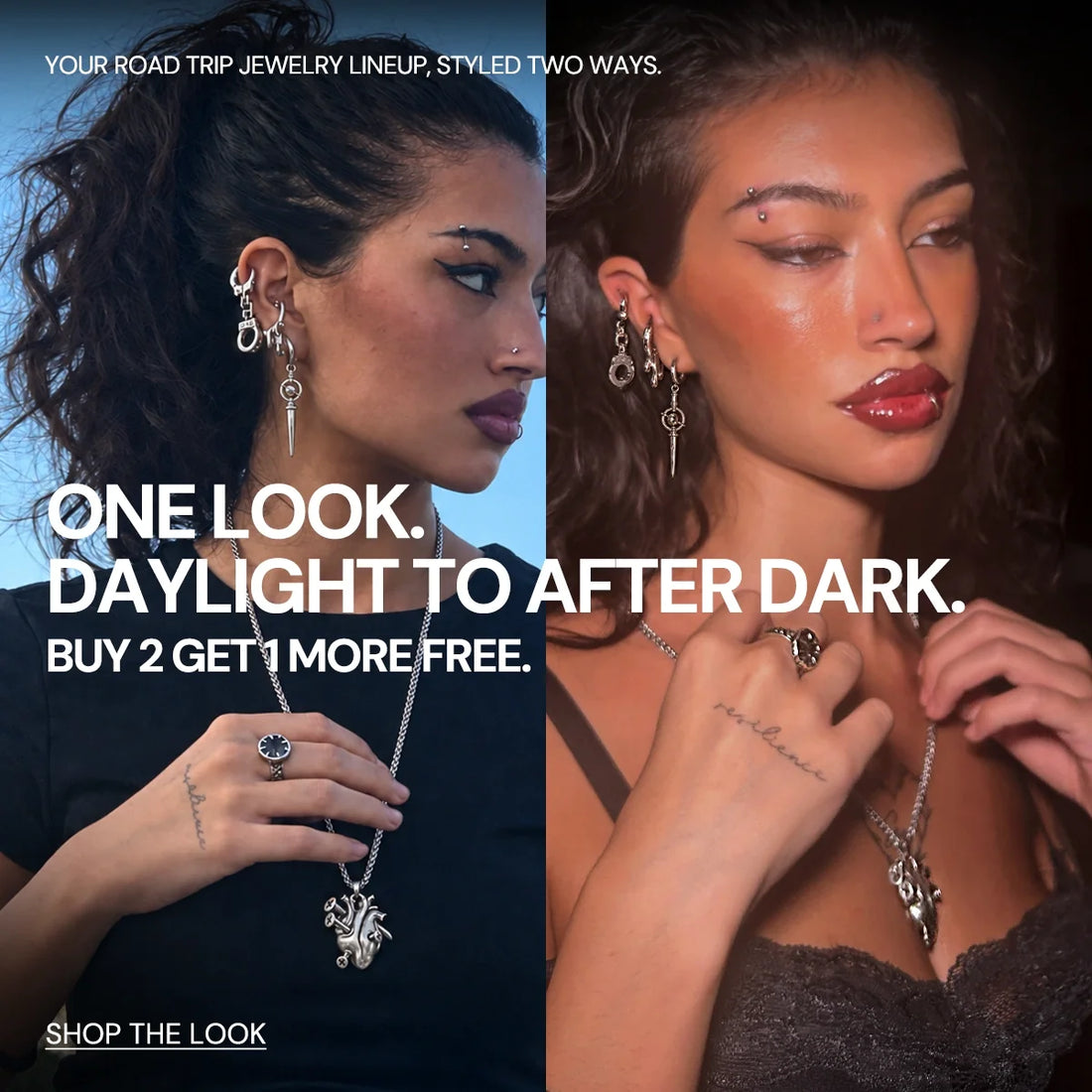 PunkYouth Daylight to After Dark jewelry look styled two ways