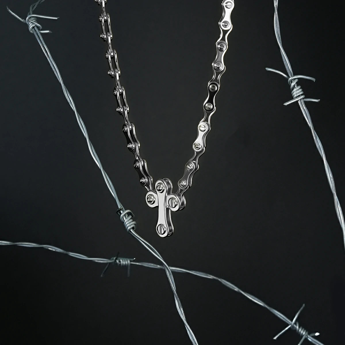 INDUSTRIAL CROSS NECKLACE