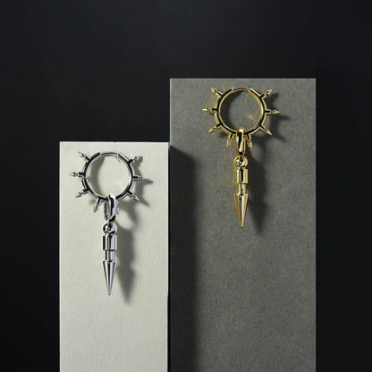 CROWN THORN DROP HOOPS EARRINGS