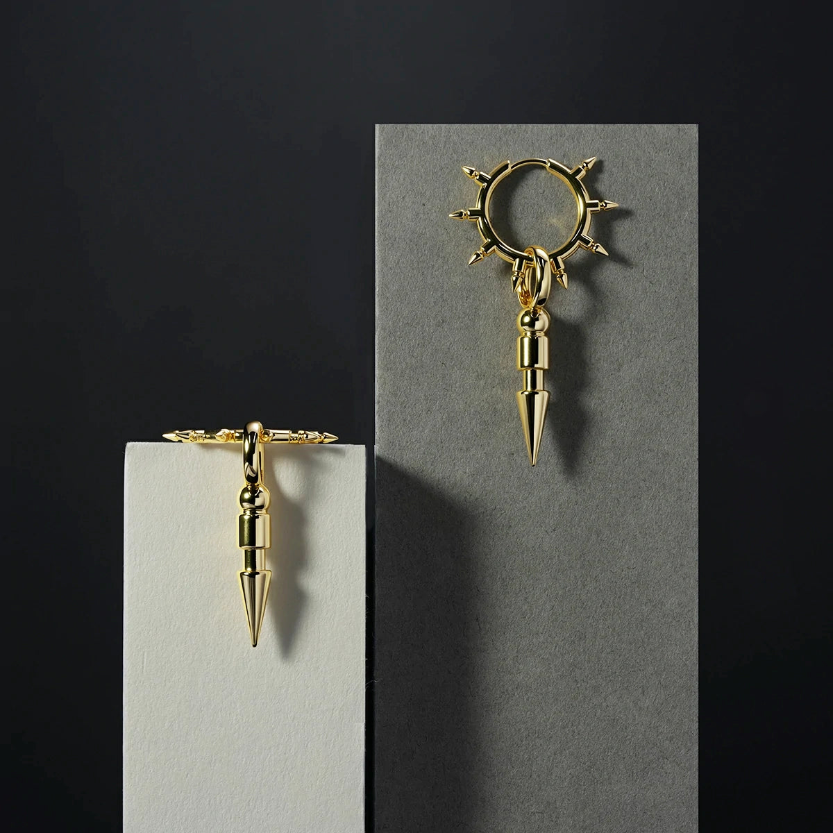 CROWN THORN DROP HOOPS EARRINGS