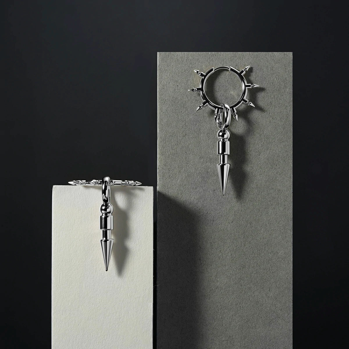 CROWN THORN DROP HOOPS EARRINGS