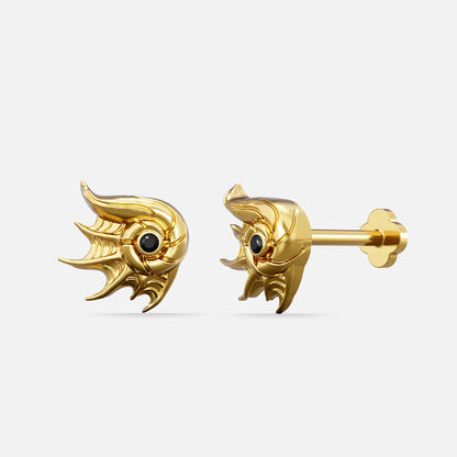 18k gold PVD titanium abyss conch flat back stud with black zircon eye detail