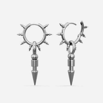 CROWN THORN DROP HOOPS EARRINGS