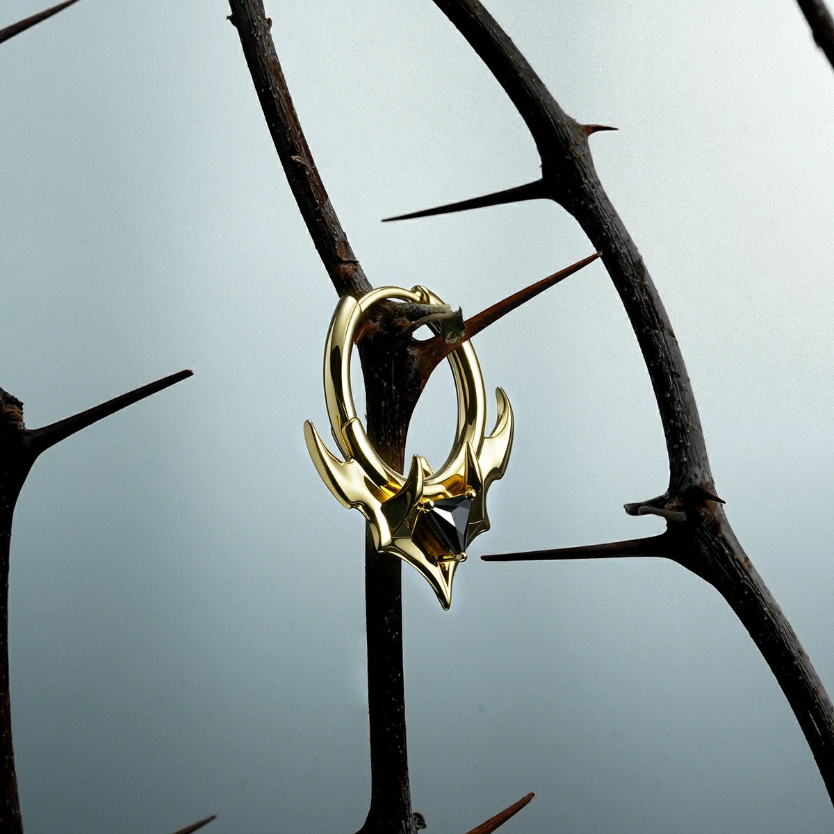 TRIDENT CREST STONE HOOPS EARRINGS