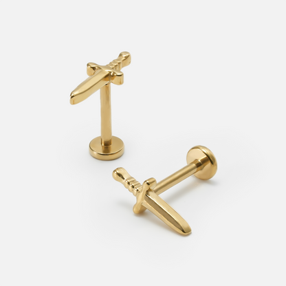GOLDEN DAGGER FLAT BACK STUD
