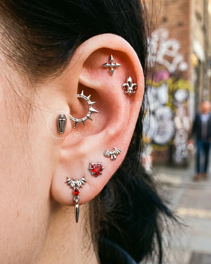 COFFIN CROSS FLATBACK STUD