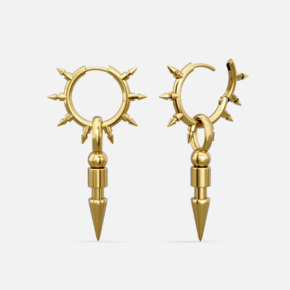 CROWN THORN DROP HOOPS EARRINGS