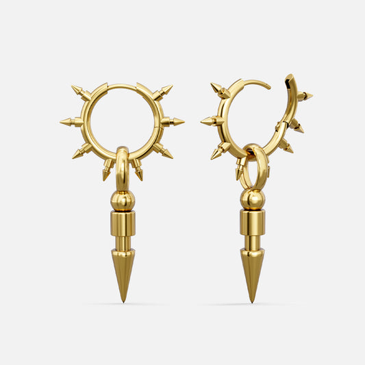 CROWN THORN DROP HOOPS EARRINGS