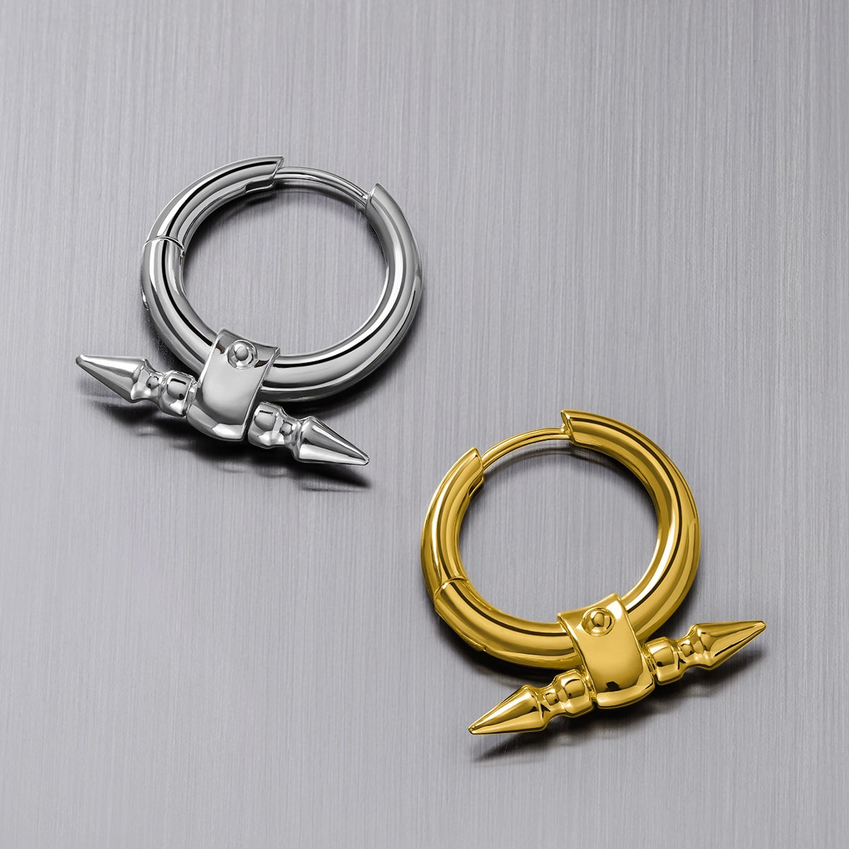 DUAL SPIKE HOOP EARRINGS