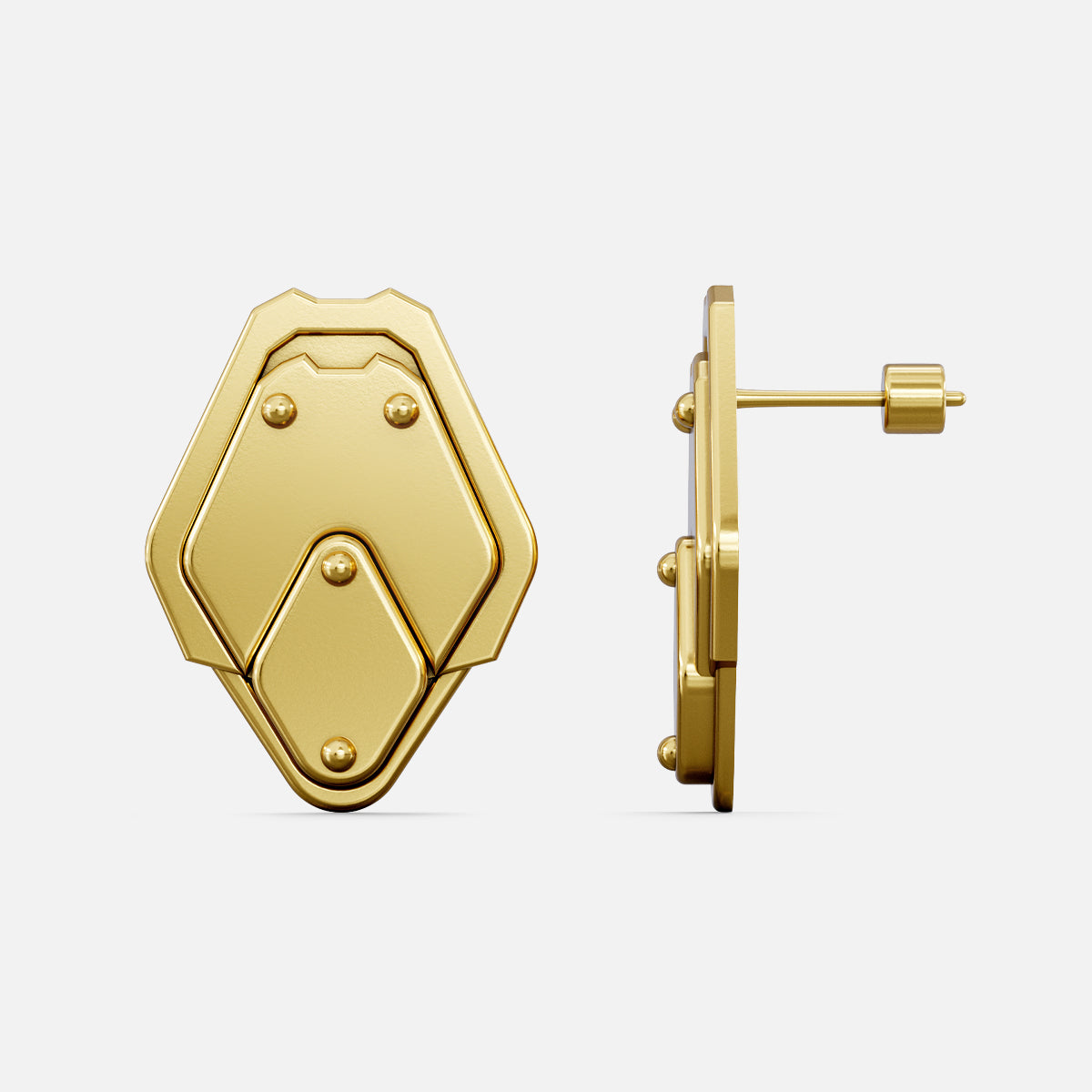 SHIELD PLATE STUD EARRINGS