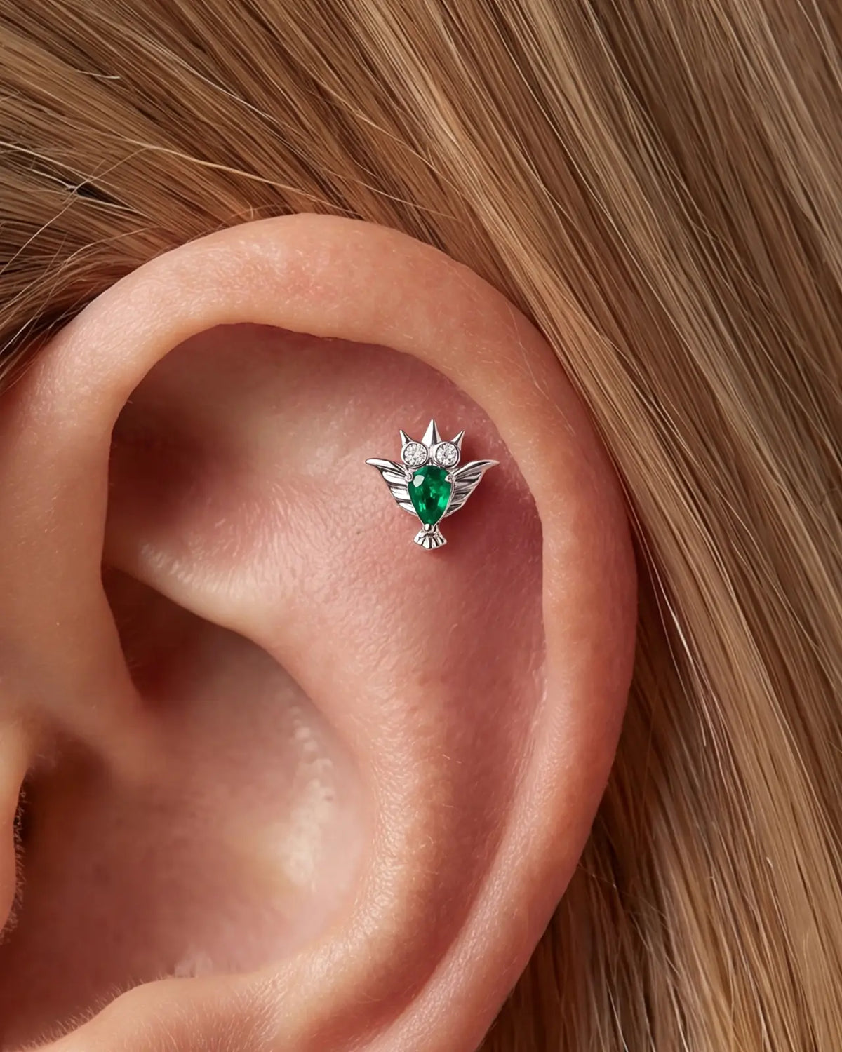 CRYSTAL OWL FLATBACK STUD