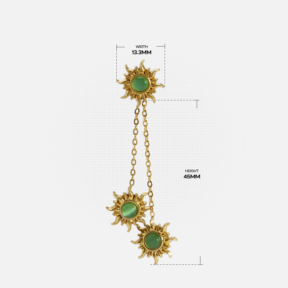 Solstice Green Sun Drop Earrings