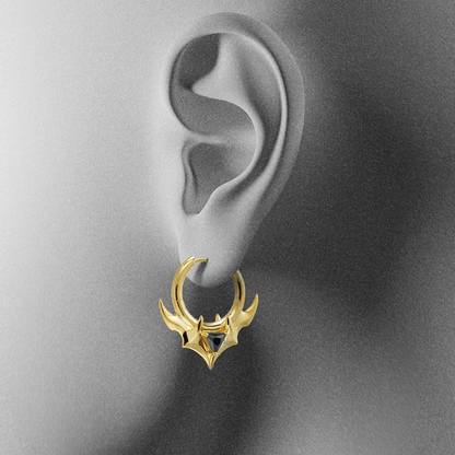 TRIDENT CREST STONE HOOPS EARRINGS