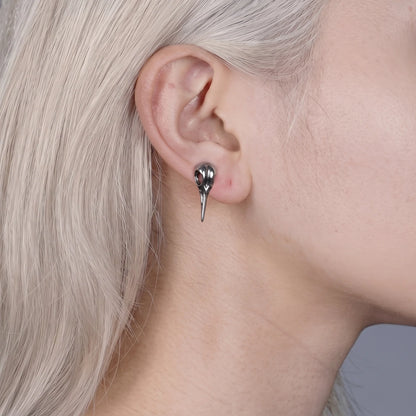 Carrion Bird Skull Ear Stud