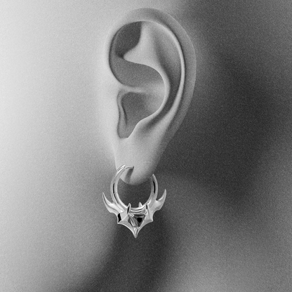 TRIDENT CREST STONE HOOPS EARRINGS