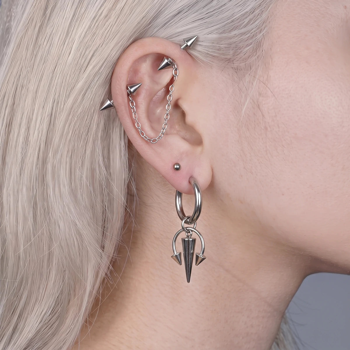 Trident Spike Hoop Earring