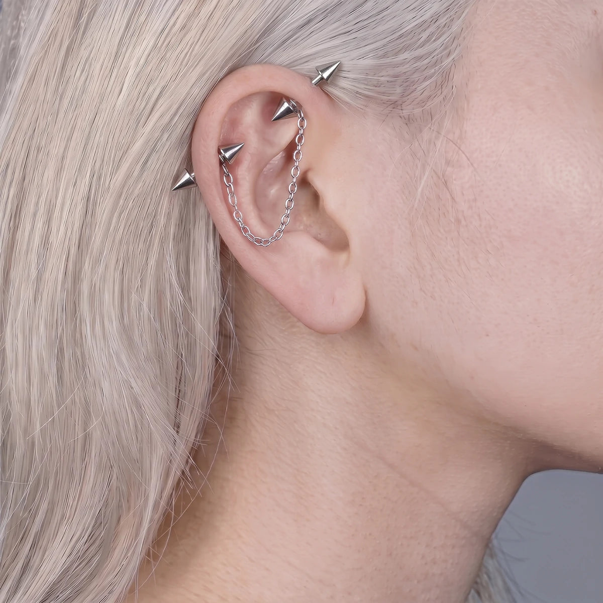 Twin Barbell Chain Ear Ornament