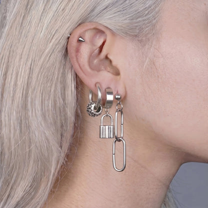 Lockbound Padlock Hoop Earring