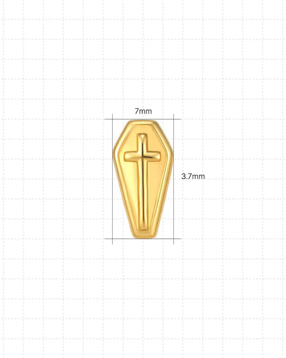 COFFIN CROSS FLATBACK STUD
