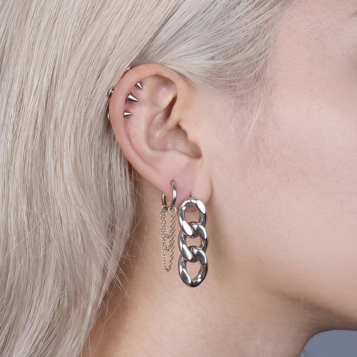 Triple Chain Hoop Earring