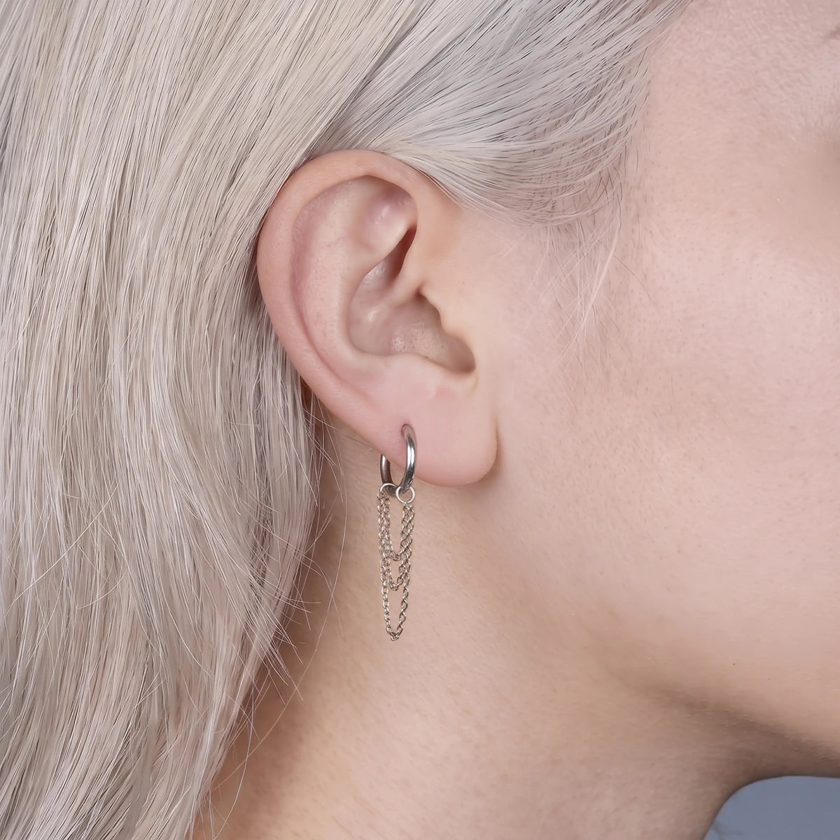 Triple Chain Hoop Earring