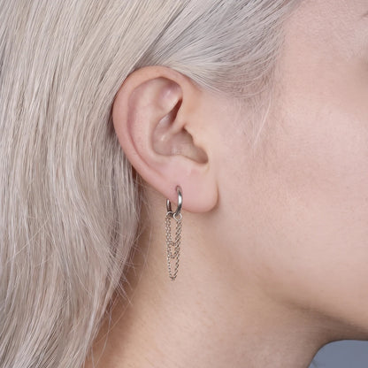 Triple Chain Hoop Earring