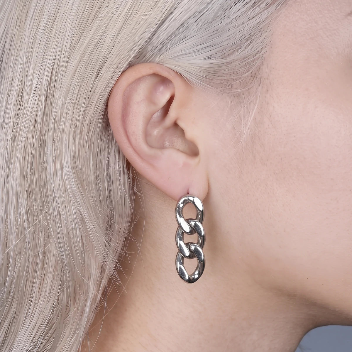Cuban Link Drop Ear Stud