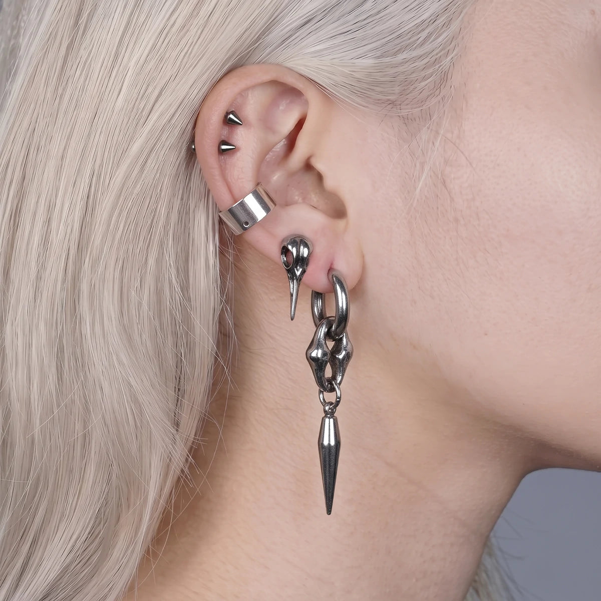 Arc Polished Steel Ear Cuff